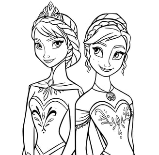 Anne en Elsa Frozen 2 kleurplaat