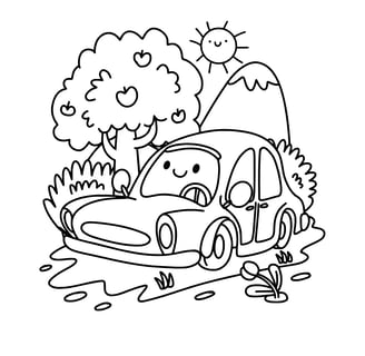 Auto op vakantie kleurplaat simpel