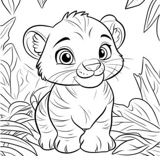 Schattige baby tijger kleurplaat