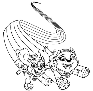 Kleurplaat PAW Patrol Chase en Everest