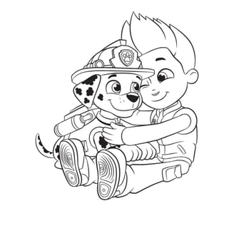 Kleurplaat PAW Patrol Marshall en Ryder