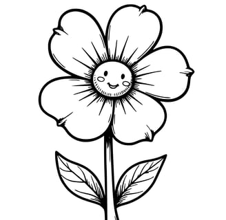Simpele kleurplaat van een bloem