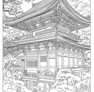 Kleurplaat van een japanse tempel