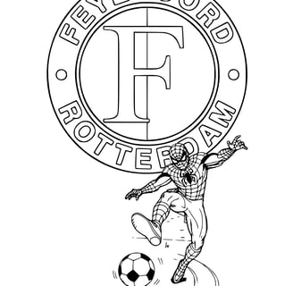 Kleurplaat feyenoord logo met spiderman