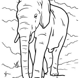 Kleurplaat van een olifant