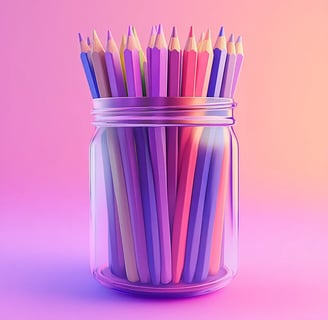 Kleurpotloden in een glas, om kleurplaten mee in te kleuren