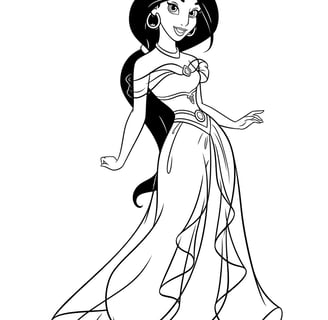 Jasmine kleurplaat prinses