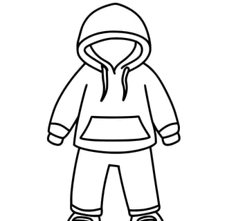 Kleurplaat van een hoodie met een broek en schoenen