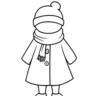 simpele kleurplaat van winterkleding