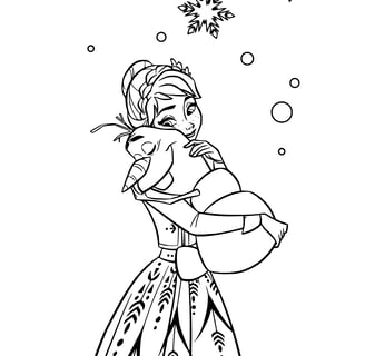 Kleurplaat van Anna en Olaf uit Frozen