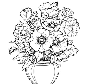 moeilijke kleurplaat van een bloemen boeket