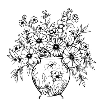 kleurplaat van een bloemen boeket voor volwassenen