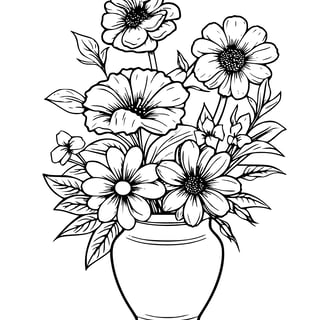 kleurplaat van een bloemen boeket
