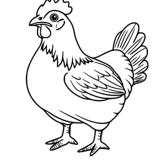 Simpele kleurplaat van een boerderij kip