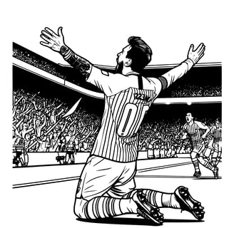 Messi viert een overwinning in een voetbaltoernooi op zijn kie