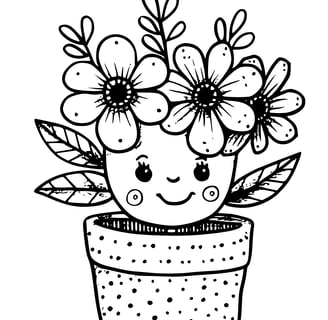 kleurplaat van een schattige bloempot