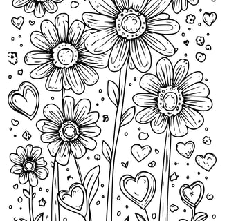 kleurplaat veldbloemen in bloei