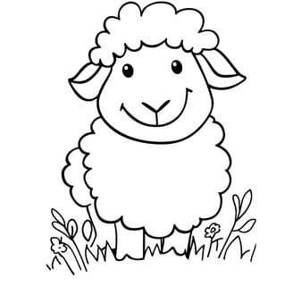 Simpele kleurplaat van een schaap