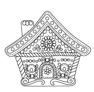 Mandala kleurplaat van een gemberhuisje kerst