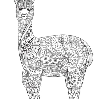 Mandala kleurplaat van een lama