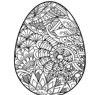 Mandala kleurplaat van een paasei met bloemen