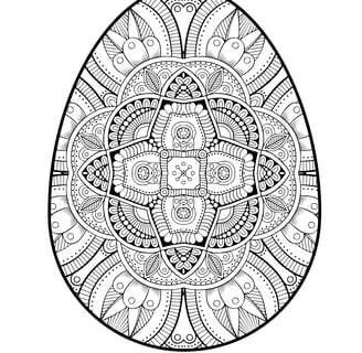 Mandala kleurplaat van een paasei met jaren 80 patroon