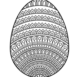 Mandala kleurplaat van een paasei met waaier patroon