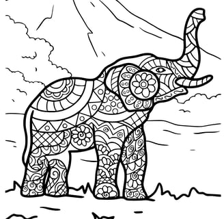 Simpele mandala kleurplaat van een olifant