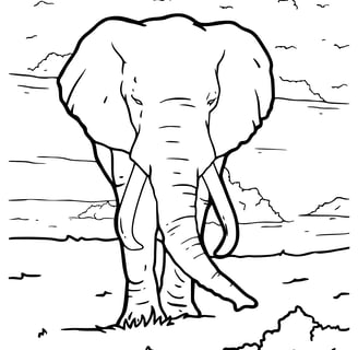 Simpele kleurplaat van een olifant