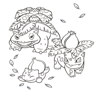 Kleurplaat van plant pokemon