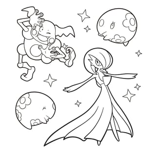 Kleurplaat van verschillende mental pokemon