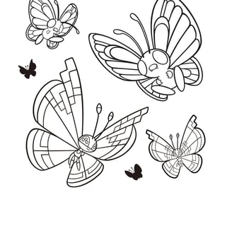 Kleurplaat van vliegende vlinder pokemon