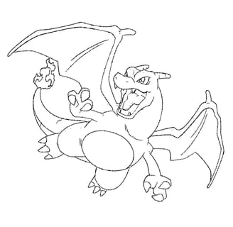 Kleurplaat van vliegende Charizard