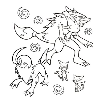 Kleurplaat van wolf pokemon