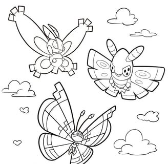 Kleurplaat van vliegende insecten pokemon