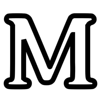 Omtrek letter M van het alphabet, gratis te printen