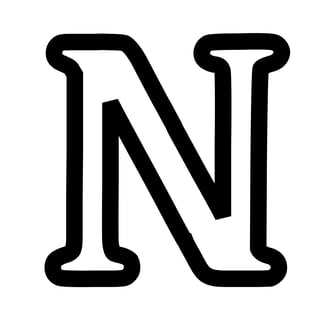 Omtrek letter N van het alphabet, gratis te printen