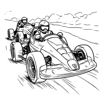 racers in race auto's kleurplaat