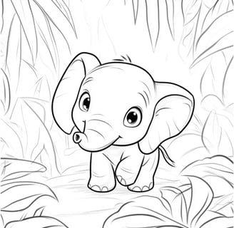 kleurplaat schattige baby olifant