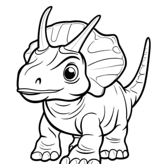 Simpele kleurplaat van een Triceratops