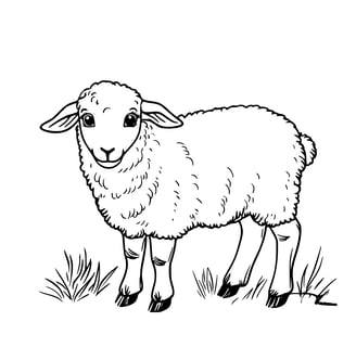 simpele kleurplaat van een lammetje