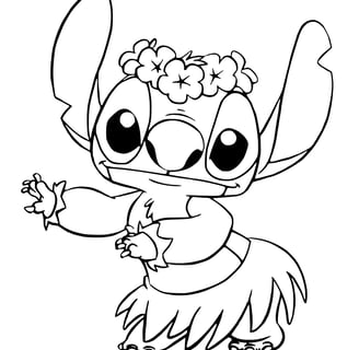 kleurplaat van stitch die danst