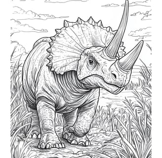 Triceratops kleurplaat moeilijk
