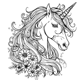 Unicorn hoofd kleurplaat moeilijk