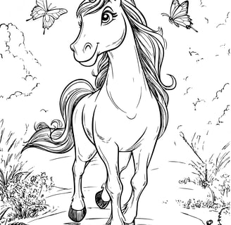 Unicorn kleurplaat met vlinders