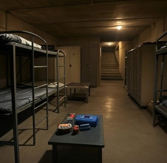 bunker de guerra subterrâneo fortificado e usado para proteção durante conflitos armados com paredes reforçadas e seguro
