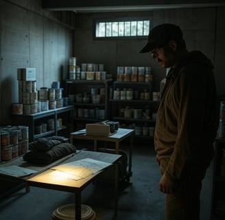 bunker subterrâneo sustentável, com hortas verticais, painéis solares e sistemas de ventilação, projetado para sobrevivência