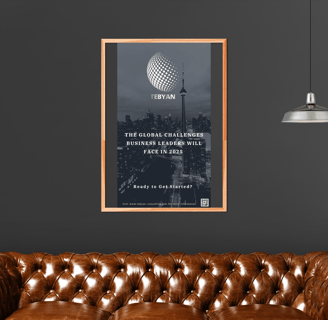 a couch with a poster of TEBYAN ebook on the wall