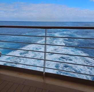 The wake from the back of the ship