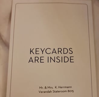 Envelope that says "Keycards are Inside"